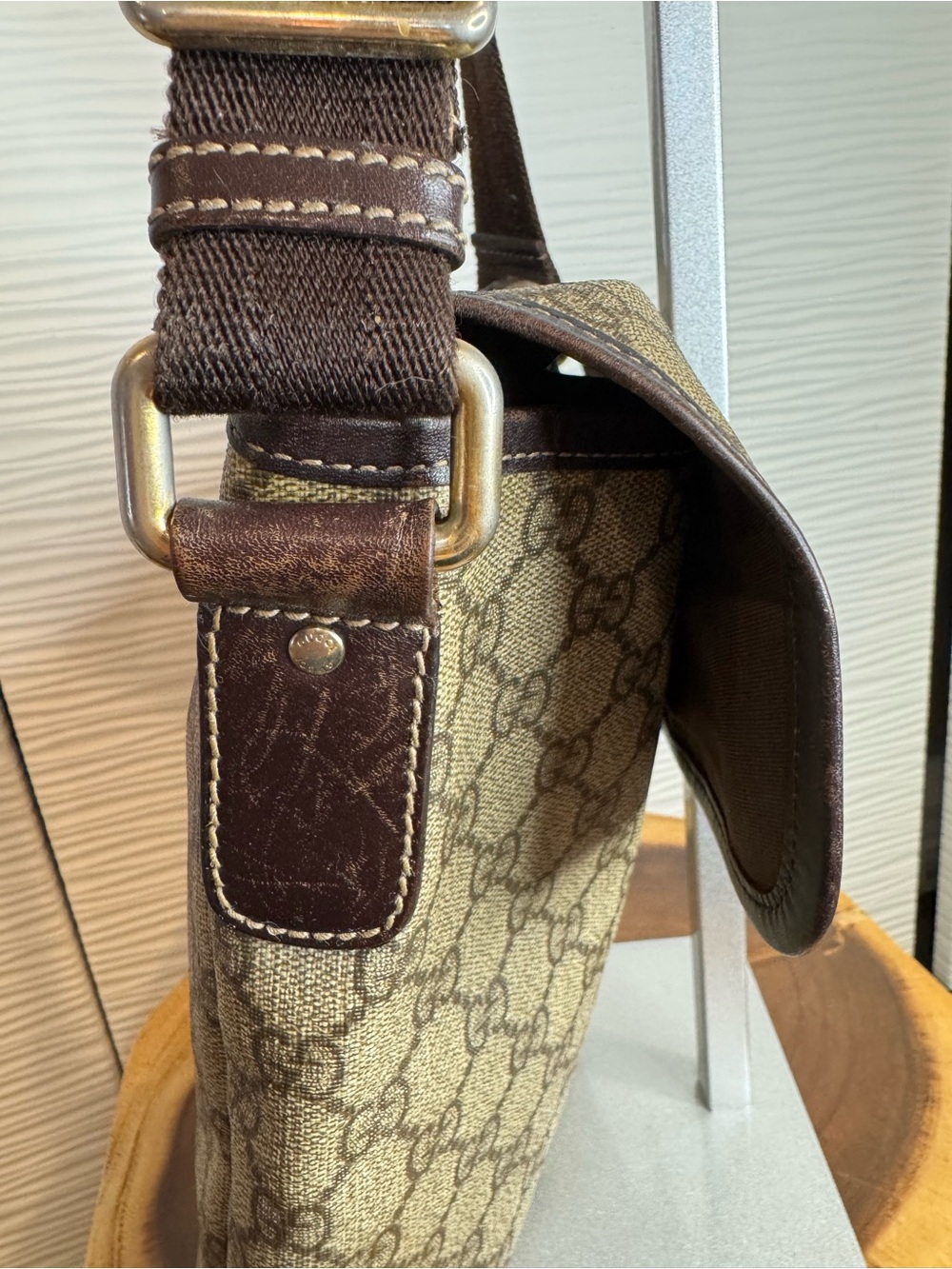 Gucci Tan & Dark Brown GG Canvas Crossbody Ba - Picture 6 of 16